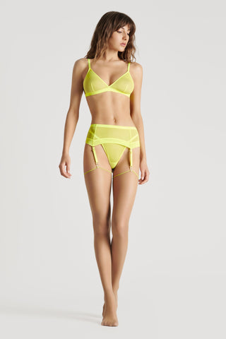 Maison Close Nude Neon Yellow Back Seamed Stockings  | Sheer Cut & Curled Stockings