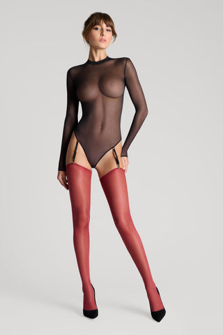 Maison Close Cut & Curled Stockings Burgundy 20 Denier