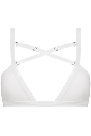Maison Close Fatale White Bandeau Bikini Top - Luxury Bikini Bra