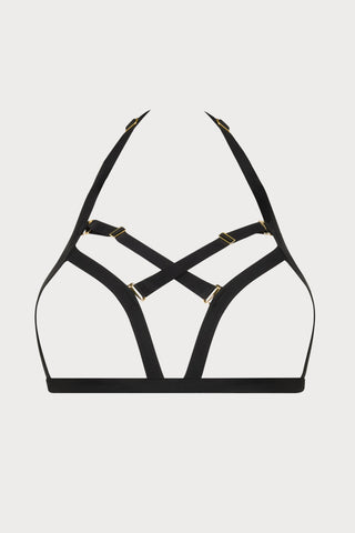 Fatale Open Triangle Bikini Top in Black