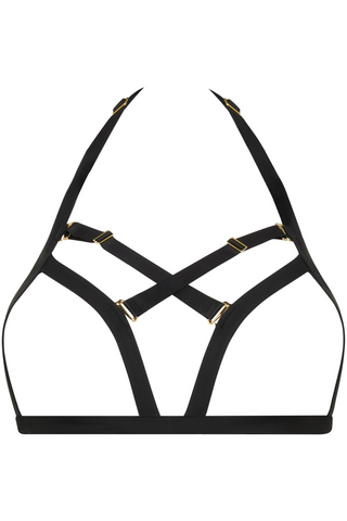 Maison Close Fatale Black Open Triangle Bikini Top - Cupless Bikini Bra