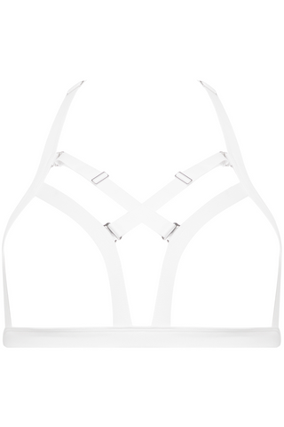Maison Close Fatale White Open Triangle Bikini Top - Cupless Bikini Bra