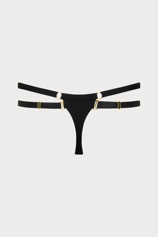 Fatale Thong Bikini Bottom in Black