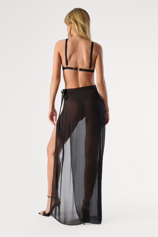 Maison Close Fever Long Wrap Beach Skirt in Black - Naughty Knickers