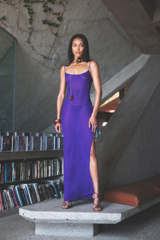 Maison Close Fever Long Dress with Open Back Violet