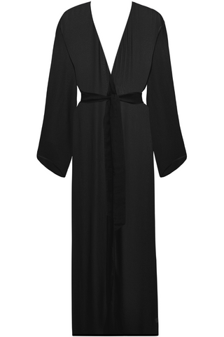 Maison Close Fever Black Long Beach Kimono - Beach Cover Up