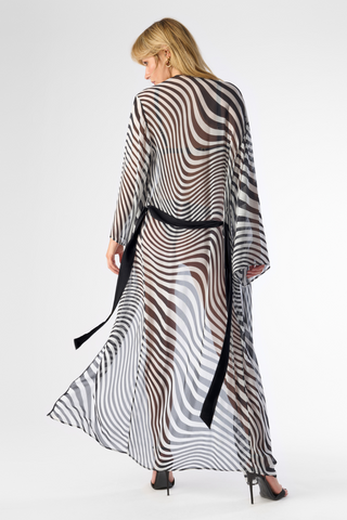 Maison Close Fever Black & White Long Beach Kimono - Beach Cover Up