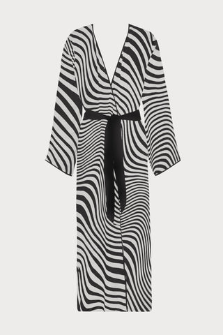 Maison Close Fever Long Beach Kimono in Black & White - Naughty Knickers
