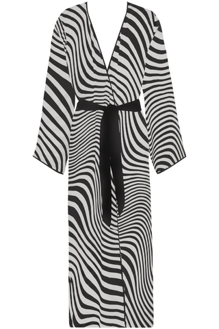 Maison Close Fever Black & White Long Beach Kimono - Beach Cover Up