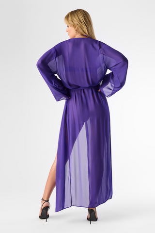 Maison Close Fever Purple Long Beach Kimono - Beach Cover Up