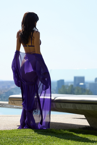 Sexy Purple Long Beach Kimono Maison Close Fever - Beach Cover Up