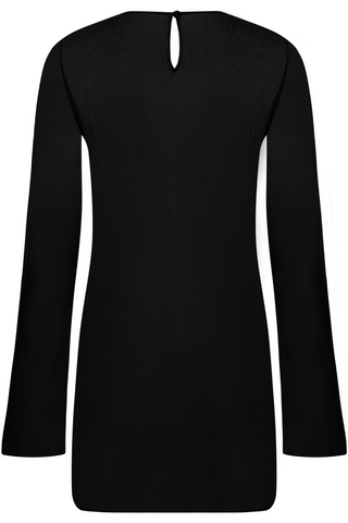 Maison Close Fever Black Long Sleeve Short Beach Dress - Cover Up Dress