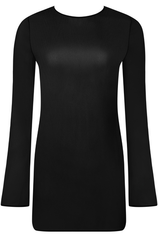 Maison Close Fever Black Long Sleeve Short Beach Dress - Cover Up Dress