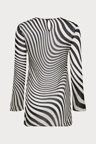 Maison Close Fever Long Sleeve Short Beach Dress in Black & White - Naughty Knickers