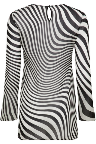 Maison Close Fever Black & White Long Sleeve Short Beach Dress - Cover Up Dress