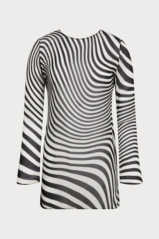 Maison Close Fever Long Sleeve Short Beach Dress in Black & White - Naughty Knickers