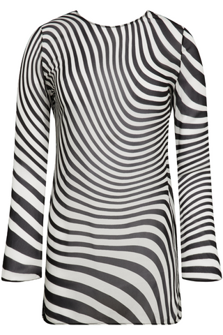 Maison Close Fever Black & White Long Sleeve Short Beach Dress - Cover Up Dress