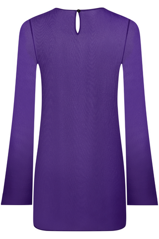 Maison Close Fever Purple Long Sleeve Short Beach Dress - Cover Up Dress