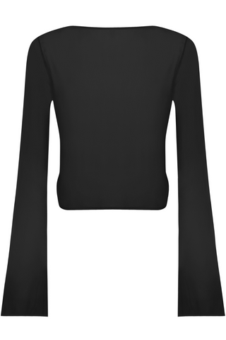 Maison Close Fever Black Long Sleeve Wrap Beach Top