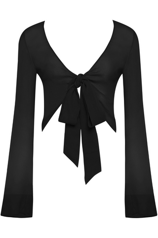 Maison Close Fever Black Long Sleeve Wrap Beach Top