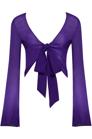 Maison Close Fever Purple Long Sleeve Wrap Beach Top