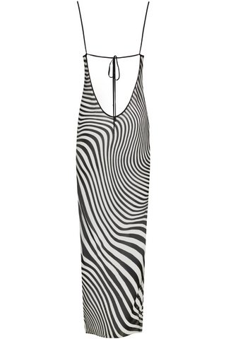 Maison Close Fever Black & White Print Long Open Back Beach Dress - Luxury Resortwear