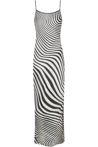 Maison Close Fever Black & White Print Long Open Back Beach Dress - Luxury Resortwear