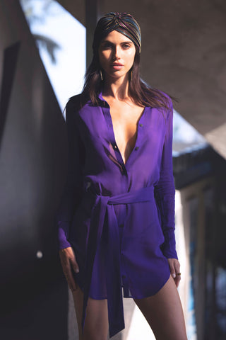 Maison Close Fever Beach Shirt Dress in Purple - Naughty Knickers