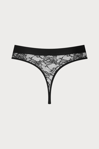 Flashback Lace High Waist Thong Black