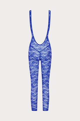Flashback Lace Open Back Jumpsuit Blue