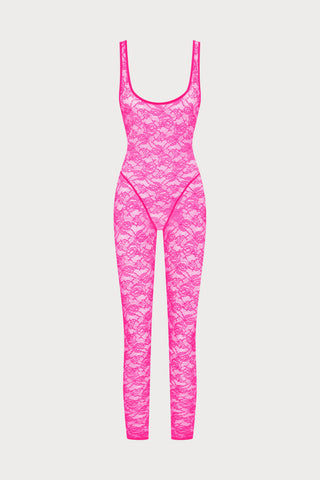 Flashback Lace Open Back Jumpsuit Pink