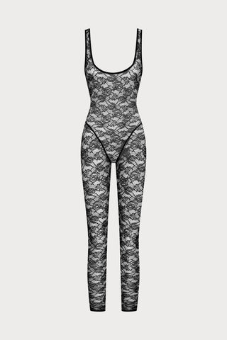 Flashback Lace Open Back Jumpsuit Black