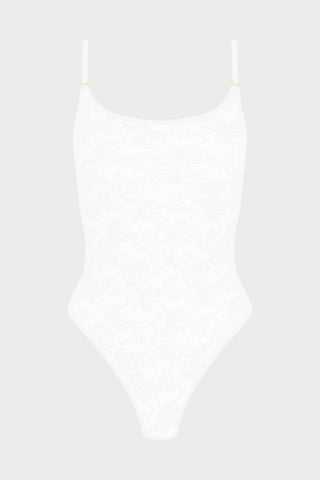 Flashback Lace Thong Body White
