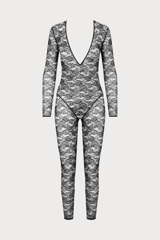 Flashback Lace V Neck Long Sleeve Jumpsuit