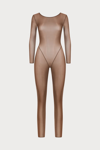 French Kiss Light Mocha Long Sleeve Jumpsuit