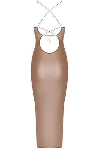 Maison Close French Kiss Light Mocha Sheer Midi Dress