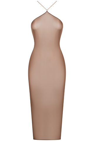 Maison Close French Kiss Light Mocha Sheer Midi Dress