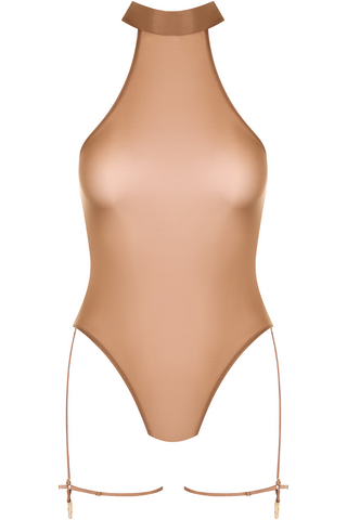 Maison Close French Kiss Light Sienna Sheer Garter Thong Bodysuit