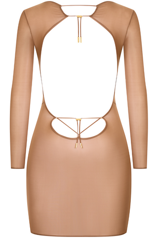 Maison Close French Kiss Light Sienna Sheer Long Sleeve Mini Dress