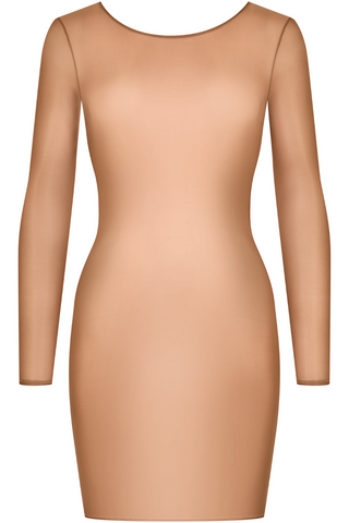 Maison Close French Kiss Light Sienna Sheer Long Sleeve Mini Dress