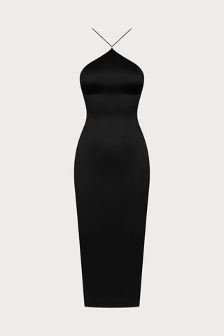 French Kiss Black Open Back Midi Dress