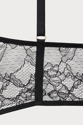 Jeux Magnétiques Black Lace Open Suspender Bustier  - lace close up