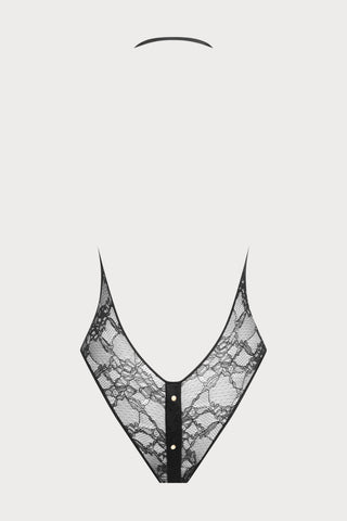 Jeux Magnétiques Openable Black Lace Bodysuit