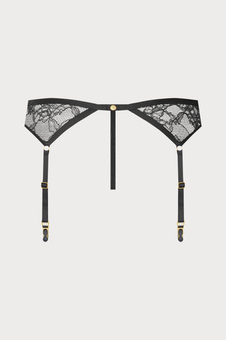 Jeux Magnétiques Openable Black Lace Suspender Thong - back
