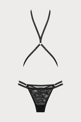 Jeux Magnétiques Black Lace Thong Harness