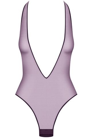 Maison Close L'Amoureuse Purple V Neck Thong Bodysuit