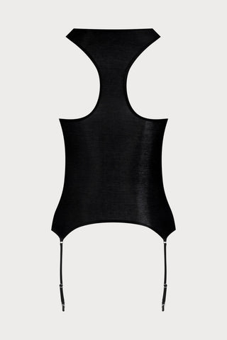 La Femme Amazone Suspender Tank Top Black, Size XS (UK 4-6)