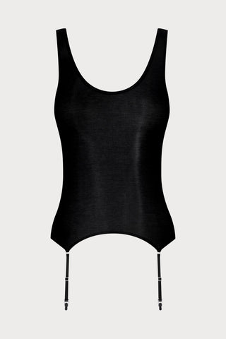 La Femme Amazone Suspender Tank Top Black, Size XS (UK 4-6)