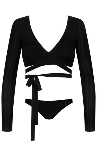 Maison Close La Femme Amazone Wrap Top & Brief Black