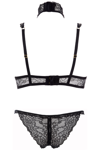 Maison Close Le Petit Secret Dentelle Open Bra & Tanga Brief Black